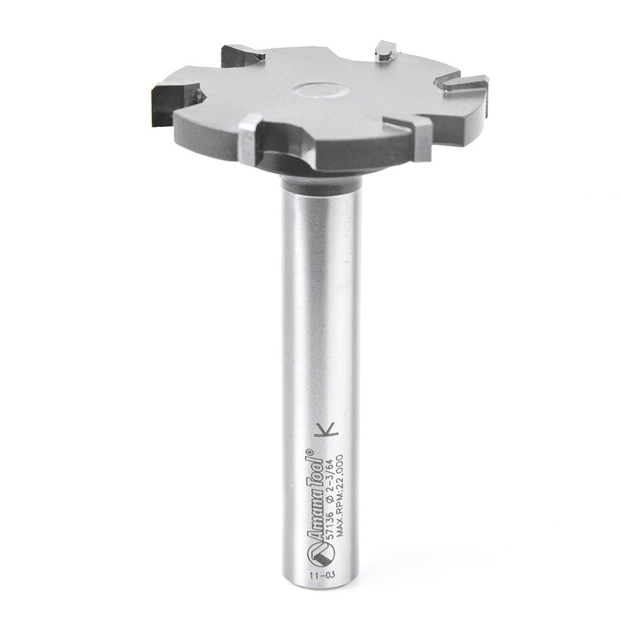 Amana Tool 57136 Carbide Tipped Countertop Trim 6 Wing Solid Surface 2-1/16 D x 1/4 CH x 1/2 Inch SHK Router Bit Questions & Answers