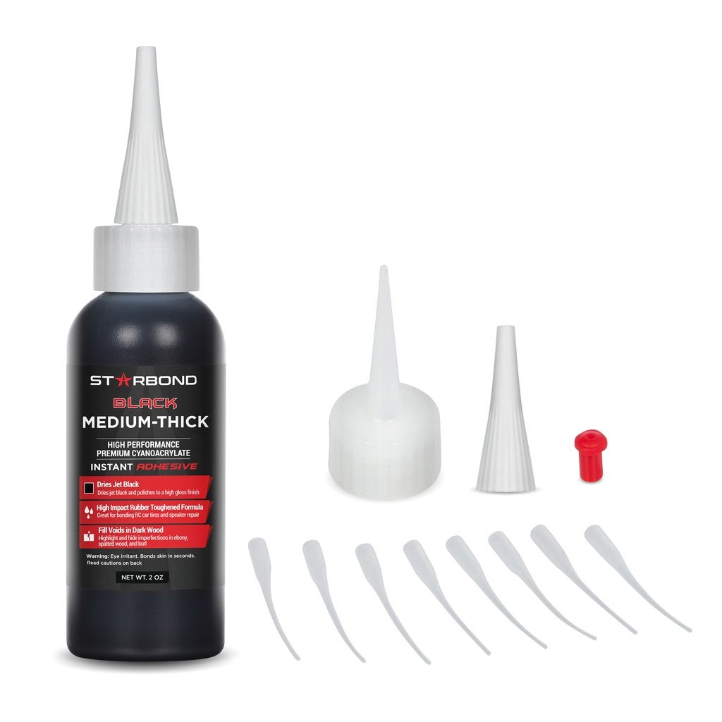 Starbond Black Medium-Thick CA Glue KBL-500, 2 ounce Questions & Answers