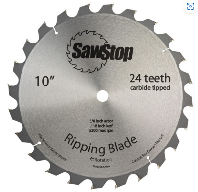 SawStop BTS-R-24ATB Ripping 10 Inch D x 24T, 15 Deg, 5/8 Bore, Table Saw Blade Questions & Answers