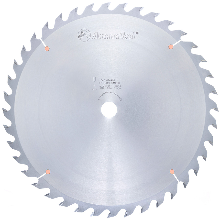 Amana Tool 614401 Carbide Tipped Glue Line Ripping 14 inch D x 40T TCG, 22 Deg, 1 Inch Bore, Circular Saw Blade Questions & Answers