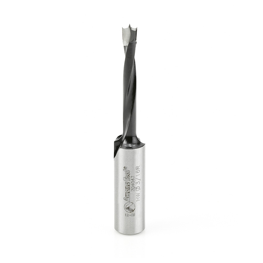 Amana Tool 204047 Carbide Tipped Brad Point Boring Bit R/H 3/16 D x 70mm Long x 10mm SHK Questions & Answers