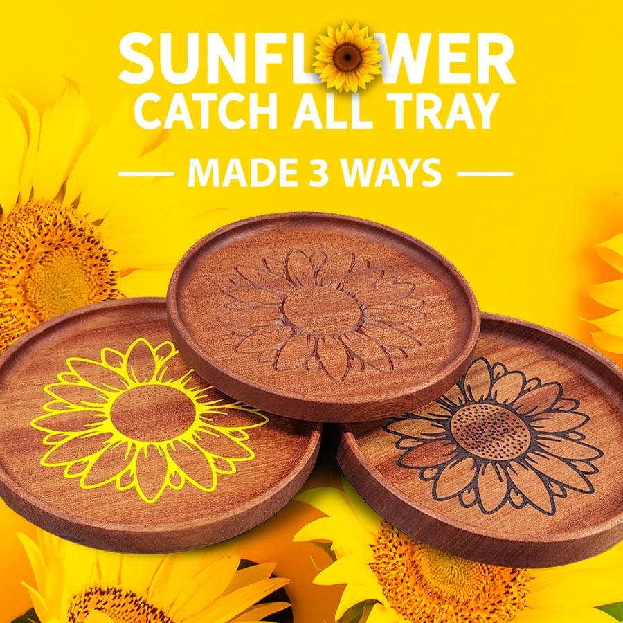 Sunflower Catch All Tray CNC Plans, Made 3 Ways, Downloadable and Customizable Questions & Answers