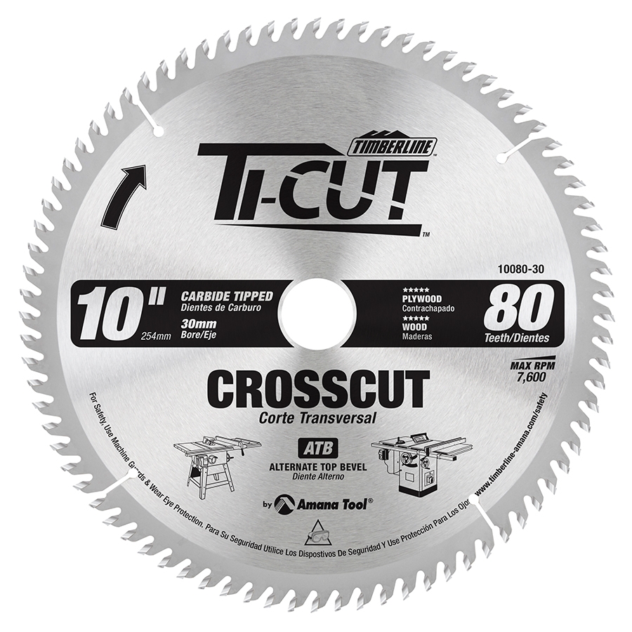 Timberline 10080-30 Carbide Tipped General Purpose 10 Inch D x 80T ATB, 30MM Bore, Circular saw Blade Questions & Answers