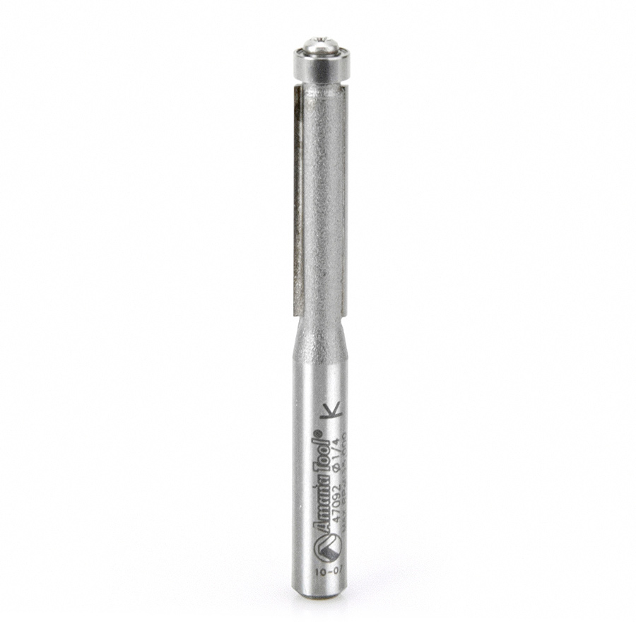 Amana Tool 47092 Carbide Tipped Flush Trim 1/4 D x 1 CH x 1/4 SHK x 2-1/2 Inch Long Router Bit w/ Lower Ball Bearing Questions & Answers