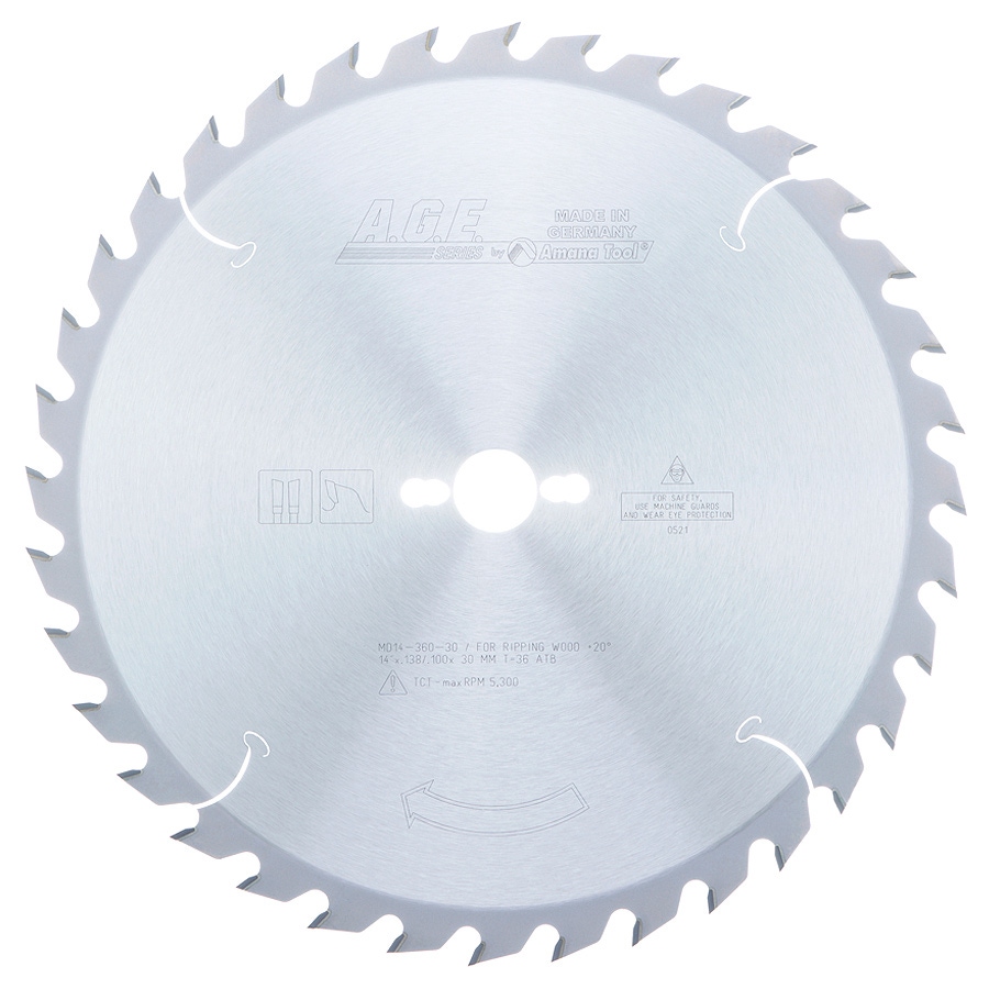 AGE Series MD14-360-30 Carbide Tipped Ripping Standard 14 Inch D x 36T ATB, 20 Deg, 30MM, Circular Saw Blade Questions & Answers