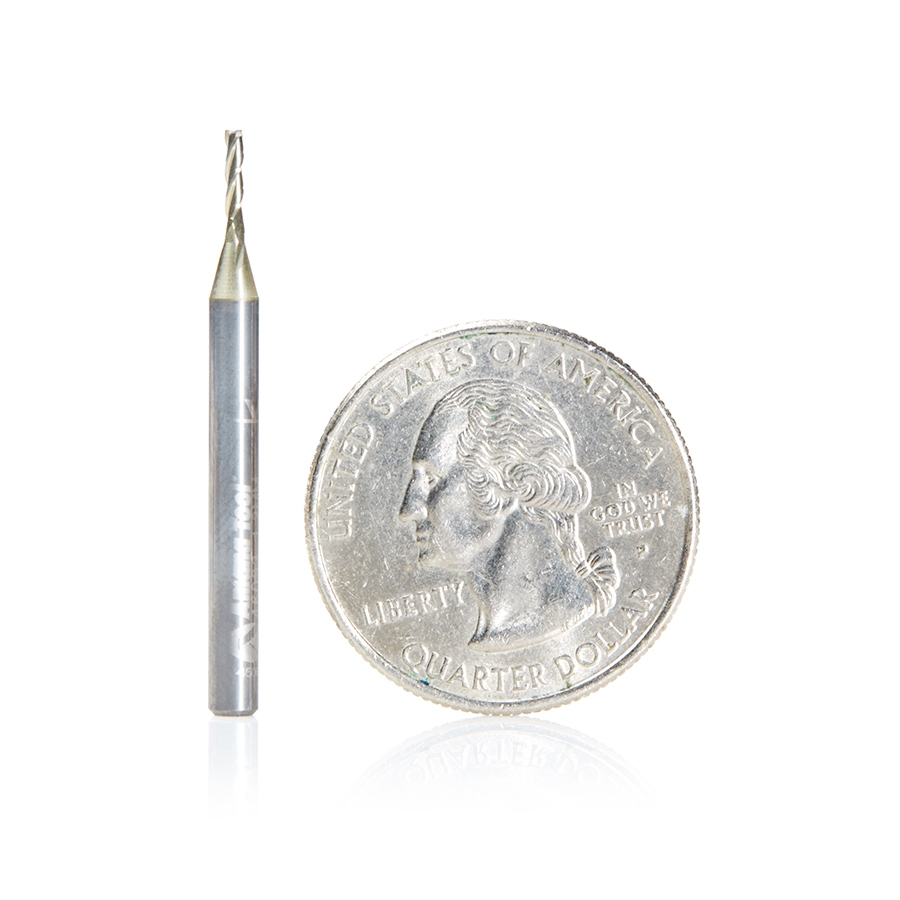 Amana Tool 46093 Solid Carbide Spiral 1.2mm Dia x 5mm Cut Height x 1/8 Inch Shank x 35mm Long Composite, Fiberglass & Phenolic Cutting ZrN Coated 3 Flute Up-Cut Router Bit Questions & Answers