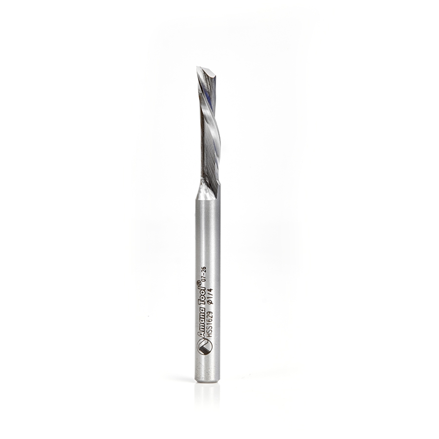 Amana Tool HSS1629 HSS Spiral Aluminum Cutting Single Flute Down-Cut 1/4 D x 1 CH x 1/4 Inch SHK Router Bit Questions & Answers