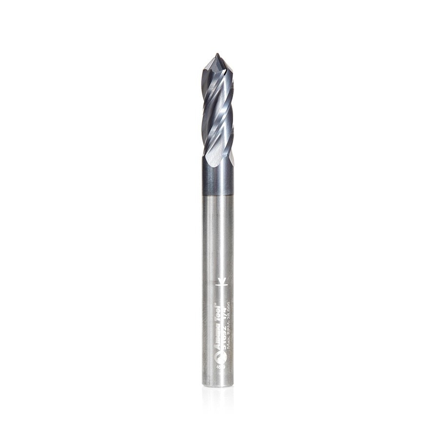 Amana Tool 51692 CNC Solid Carbide 90 Deg V Spiral with AlTiN Coating for Steel & Stainless Steel 1/4 D x 3/4 CH x 1/4 SHK x 2-1/2 Inch Long 4 Flute Up-Cut Drill/Router Bit/End Mill Questions & Answers