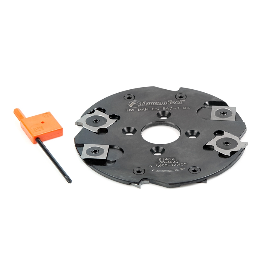 Amana Tool 61452 Insert Carbide Lamello Biscuit Jointer 100mm D x 4mm CH x 4+4 Teeth x 22mm Bore Shaper Cutter Questions & Answers