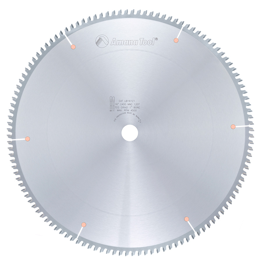 Amana Tool LB16121 Carbide Tipped Non-Melt Plastic 16 Inch D x 120T M-TCG, -2 Deg, 1 Inch Bore, Circular Saw Blade Questions & Answers