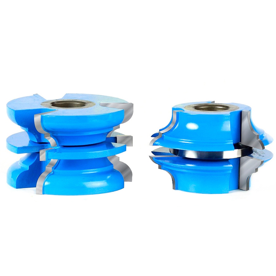 Amana Tool SC590 2-PC Carbide Tipped 3-Wing Stile & Rail Bead & Cove Exterior Door 2-7/8 D x 1-3/4 CH x 21/64 R x 1/2 & 3/4 Bore Shaper Cutter Set for 1-3/4 Material Questions & Answers