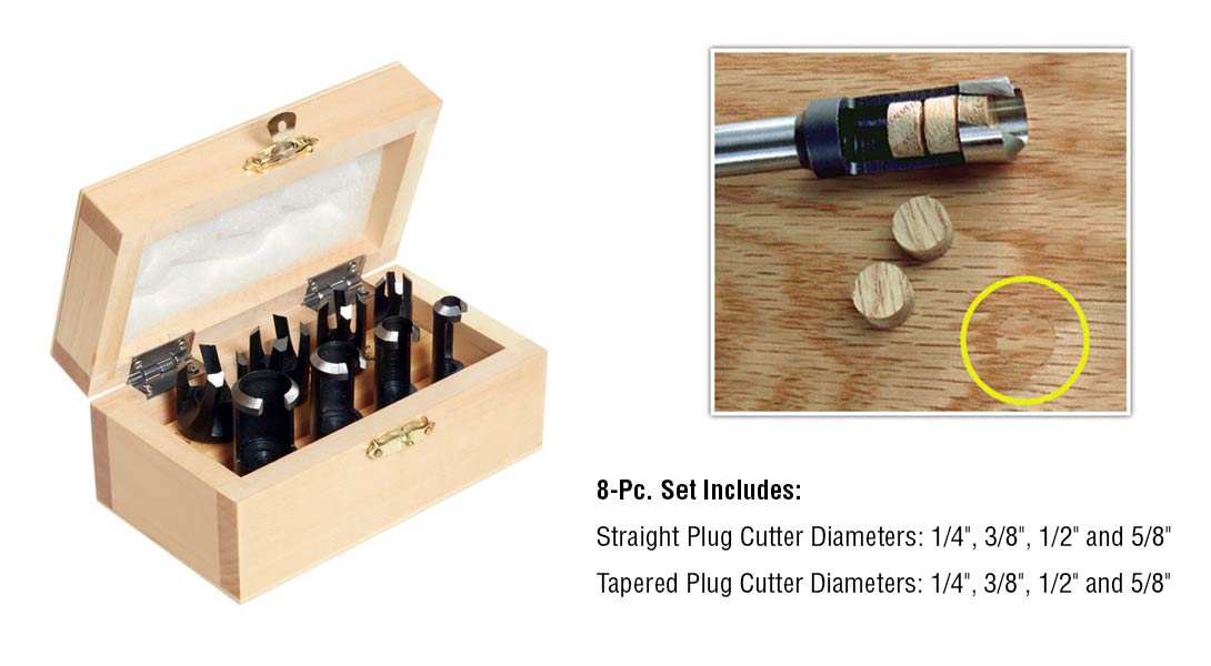 what are the sizes of the 8 piece plug cutter set