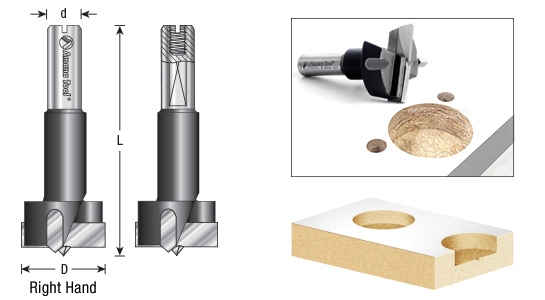 Carbide Tipped Hinge Boring Bits - 57mm Long - 10mm Shank - 2-wing w/ Spurs-Right Hand Questions & Answers