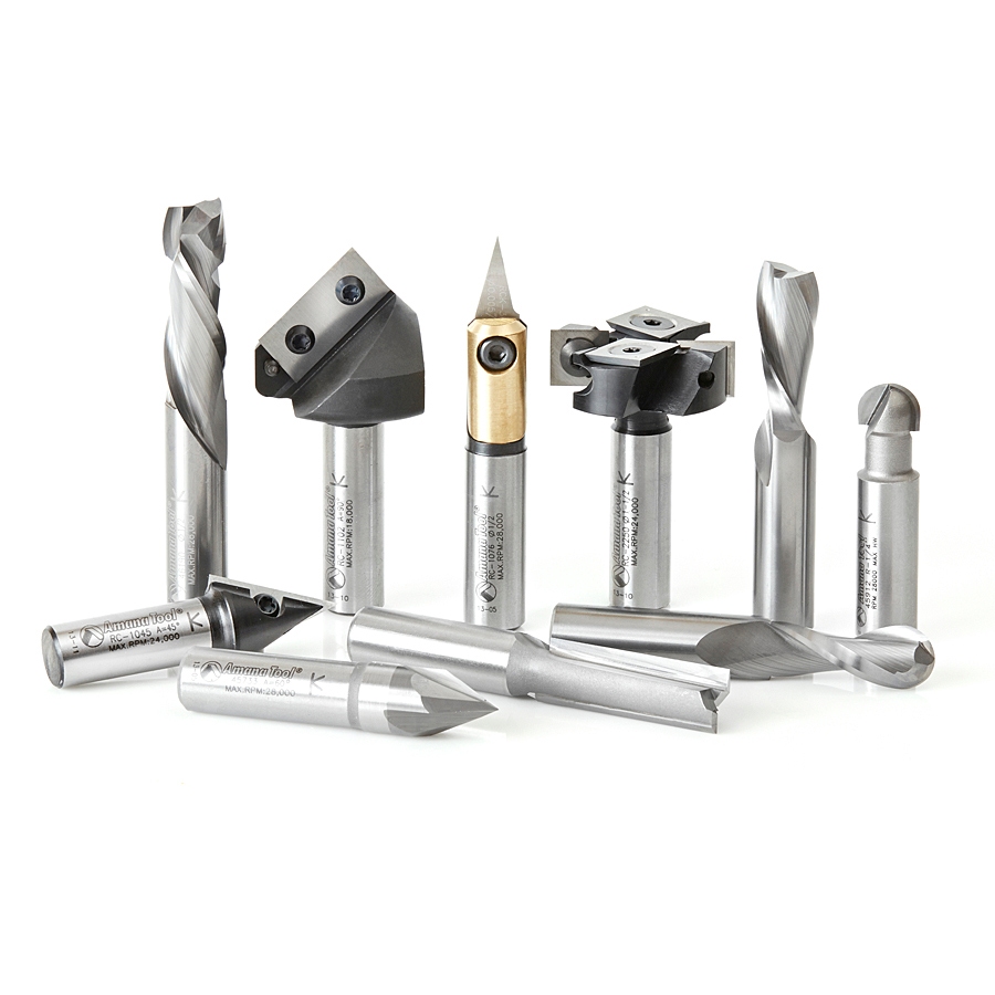 Amana Tool AMS-138 10-Pc CNC 3D, Signmaking, Lettering & Engraving 1/2 Inch SHK Router Bit Collection Questions & Answers
