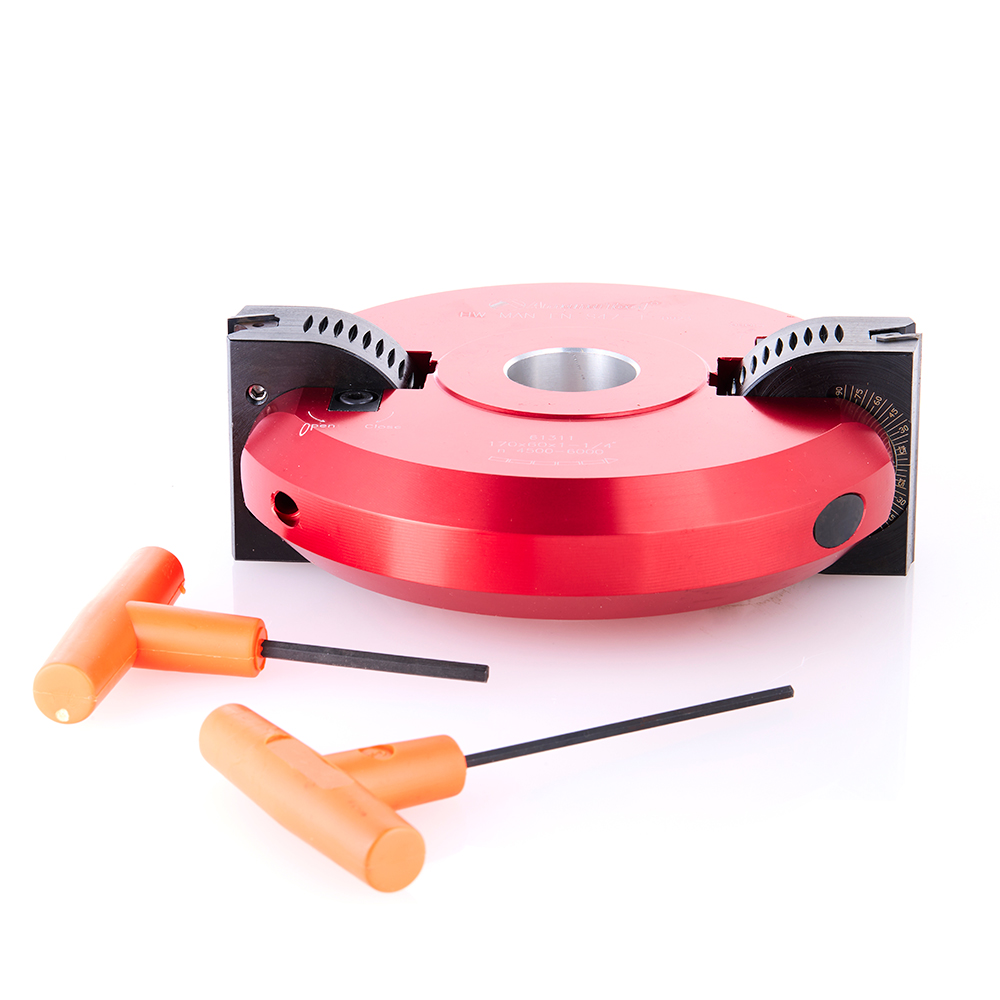 Amana Tool 61311 Insert Carbide Aluminum Adjustable Chamfer -90.0 to +90.0 x 167mm D x 60mm CH x 1-1/4 Bore Shaper Cutter Questions & Answers