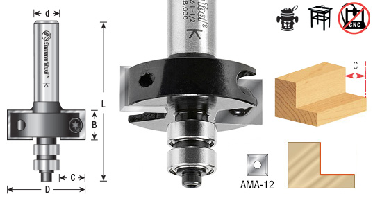 Use with single bearing, provide ≥1/2" clearance below cut, and match rabbeting bit accuracy?