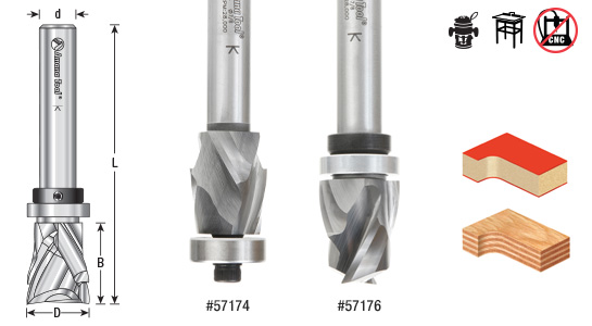 Solid Carbide (Brazed To Steel Shank) Spiral Pattern Plunge & Flush Trim Compression Router Bits Questions & Answers
