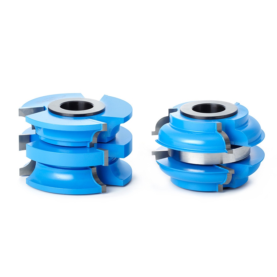 Amana Tool SC596 2-PC Carbide Tipped 3-Wing Stile & Rail Exterior Door 3-17/32 D x 2-1/8 CH x 25/64 R x 1 & 1-1/4 Bore Shaper Cutter Set for 2-1/8 Material Questions & Answers