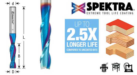 Solid Carbide Spektra Extreme Tool Life Coated Spiral Flute Plunge-2 Flute-Upcut Router Bits Questions & Answers