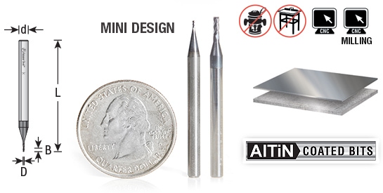 Solid Carbide Spiral CNC Mini Router Bits / End Mills with AlTiN Coating for Steel, Stainless Steel & Composites Questions & Answers