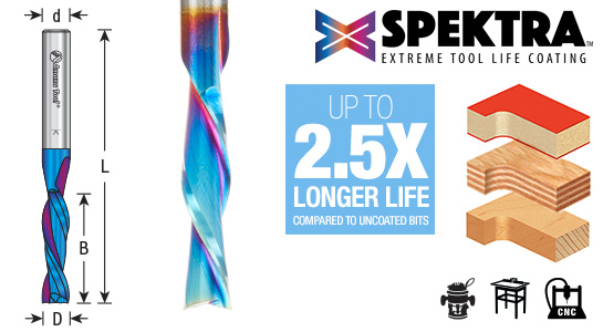 SC Spektra Extreme Tool Life Coated Spiral Flute Plunge 2 Flute Down-Cut Router Bits Questions & Answers