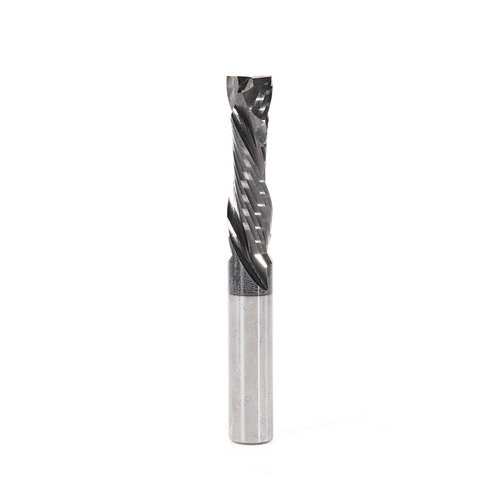 Amana Tool 46172-DLC CNC Solid Carbide Diamond-Like Carbon (DLC) Coated Compression Spiral 3/8 D x 1-1/4 CH x 3/8 SHK x 3 Inch Long Router Bit Questions & Answers