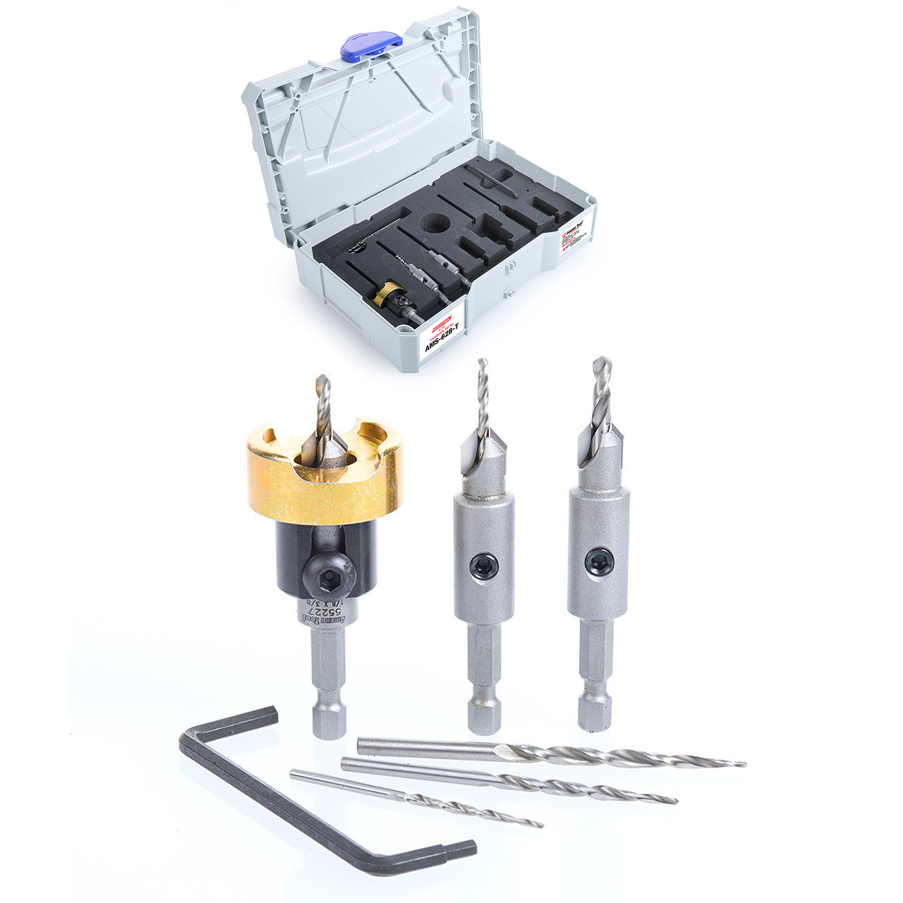 Amana Tool AMS-628-T 6-Pc Carbide Tipped Countersink and Replacement HSS Drills Set Packed in Stackable Tanos Systainer Plastic Case Questions & Answers